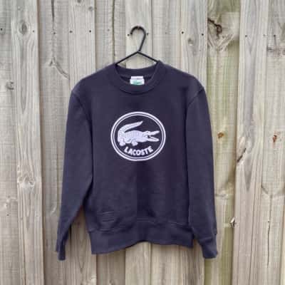 Unisex Classique Lacoste Size S Crew Neck Jumper Navy Blue / White 