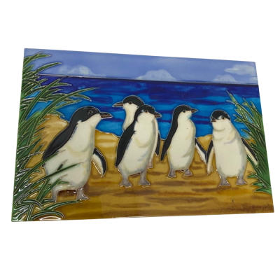 Hand Painted Ceramic Tile Penguin 