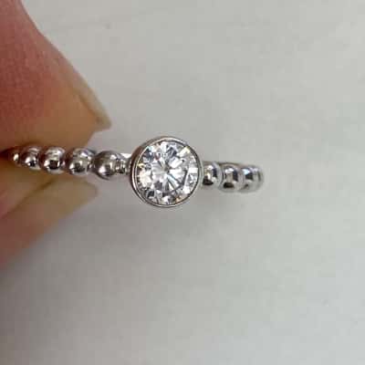 925 Sterling Silver Delicate Beaded Milgrain Band Ring 