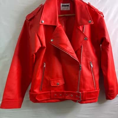 Noisy May Womens Size S Biker Jacket Red 