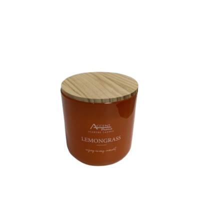 New Large Coloured Glass Candle With Lid Lemongrass #2263-1-PP