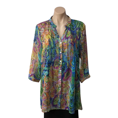 La Strada Womens Size S Multicoloured / Pattern 3/4 Sleeve Shirt 