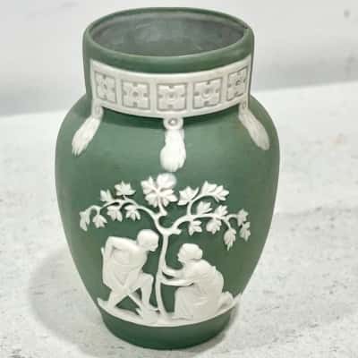 Wedgewood Style Small Decorative Green small Vase 