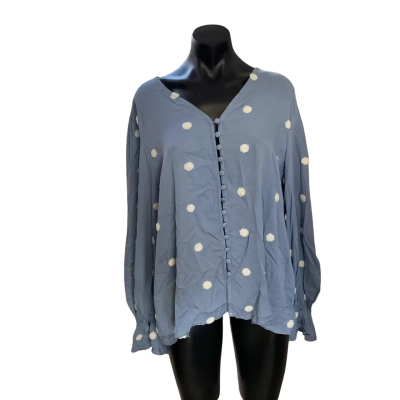 Naomi & co  Womens  Size L Long Sleeve Top Blue / Polka Dot / White 