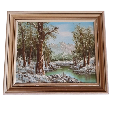 Evening Winter Woods Landscape Oil Painting