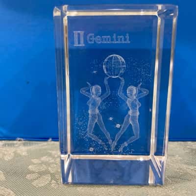 3D Laser- etched Crystal Block (Gemini)