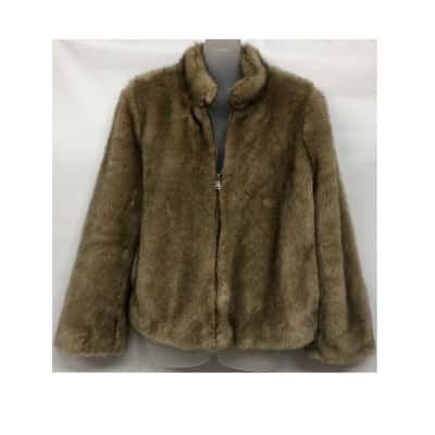 Zara TRF Womens  Size S Cropped Jacket Beige Faux Fur