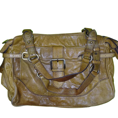 Country Road Khaki Handbag Leather Bag Gold Hardware Cowhide Good Used Condition