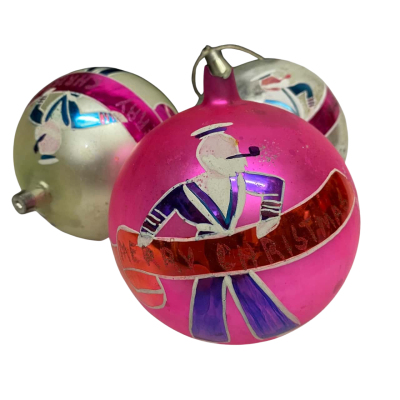 3 x Vintage Glass Baubles ornaments 1950’s