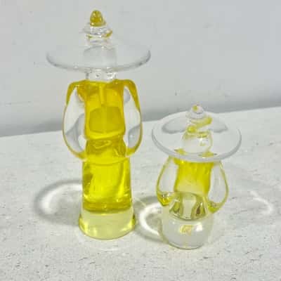 China Men Blown Glass Statues Yellow/Clear Glass