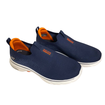 Skechers Go Walk Stretch to Fit Mens Size L Sneakers Blue / Orange  / White 