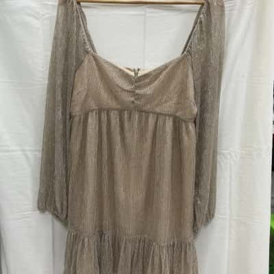 Tokito Womens  Size 14 Cocktail Dress / Party Dress Metallic Champagne 