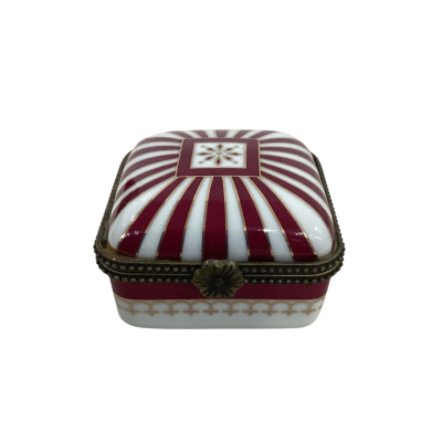 Vintage Bohemian Trinket Box with Brass Hinged Lid 