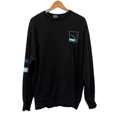 Puma Mens Size L Black Crew Neck Jumper 