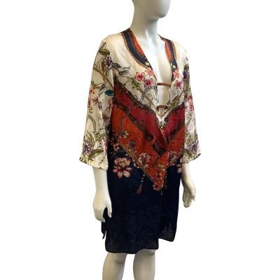 Brand New Gottex Swimwear Womens  Size L Floral Cover Up Silk Blend Top Multicoloured 