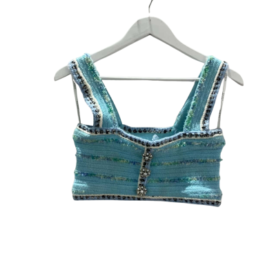 Sheike Women's Size M Oxford Knit Cropped Singlet Blue