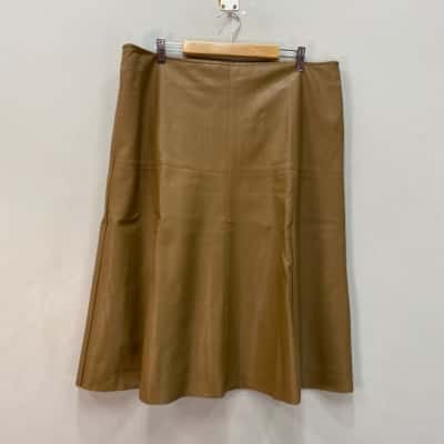 Hammock & Vine  Faux Leather  Size 18 A-Line Skirt Brown 