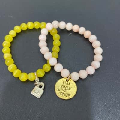 Cat Hanmill Womens Bracelets Pink/ Yellow Semi-Precious 