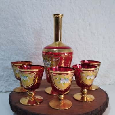 Decanter/Sherry Glass Set - Italian Murano