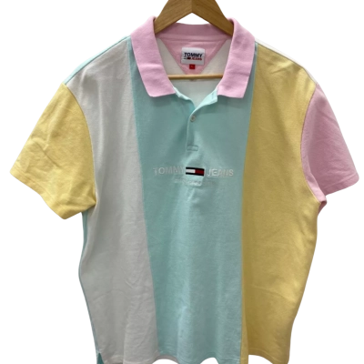 Tommy Hilfiger Mens  Size L Short Sleeve T-shirt Blue / Pink  / Yellow 