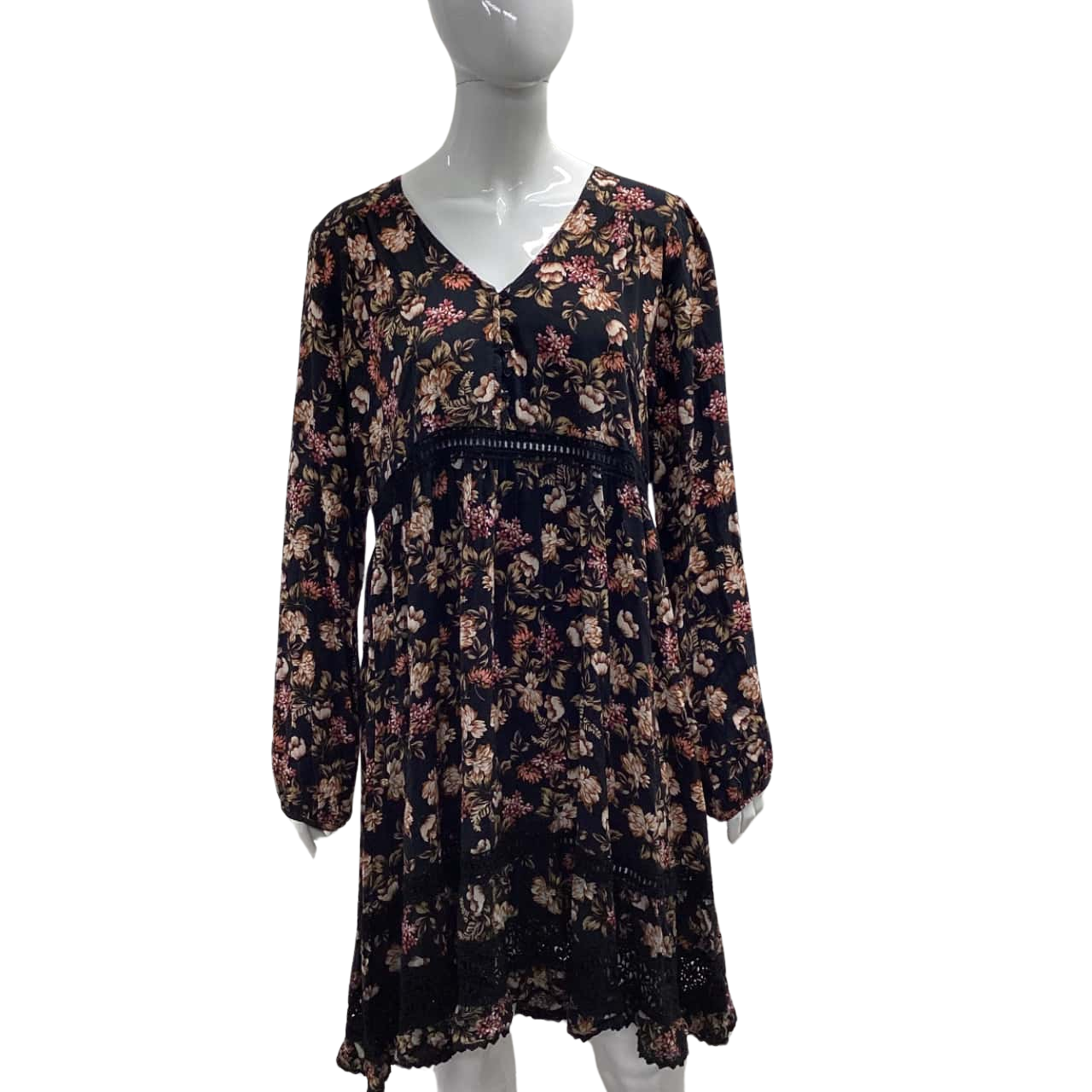 Jessi Dress Black & Peach Floral main image 0