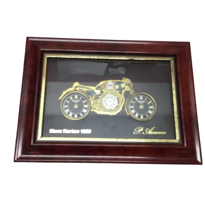 Vintage Framed Manx Norton 1950 Motorcycle Collage By P.Ammon Made From Watch Parts