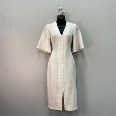 ASOS Womens  Size 8 Midi Dress Off White 