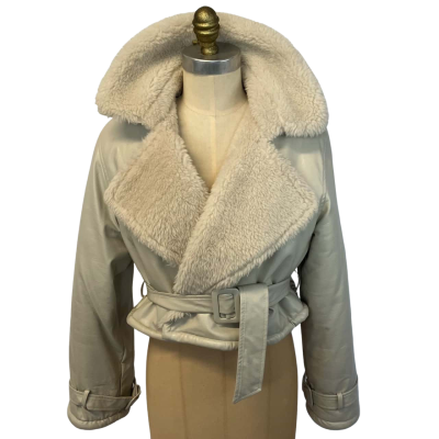 Lioness Women's  very warm thick Size M Biker Jacket / Bomber Jacket / Cropped Jacket / Winter Jacket White 