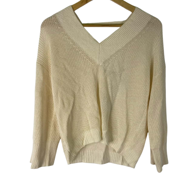 Country Road Knit Mesh V-Neck – Cream (XS)