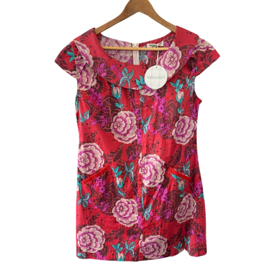  Radha Rani Size 12 Floral Dress / Mini Dress Pink  / Red / Turquoise 