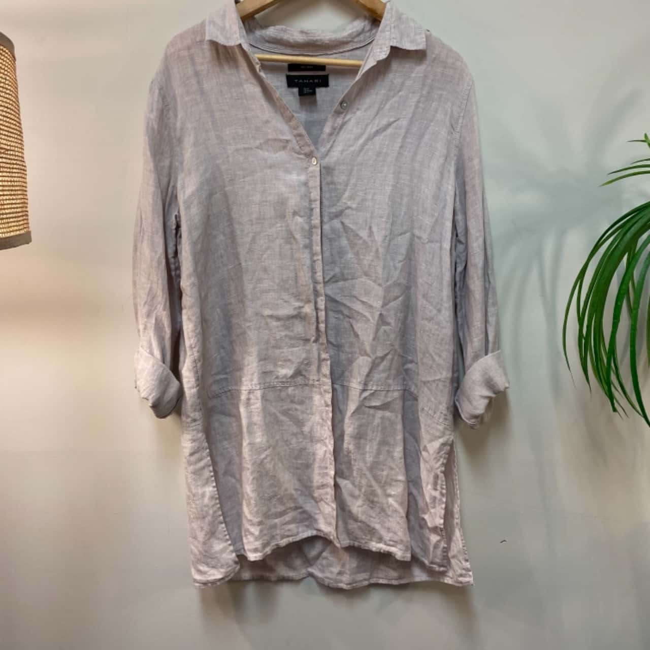 Tahari Womens Size M Grey Linen Dress(s)