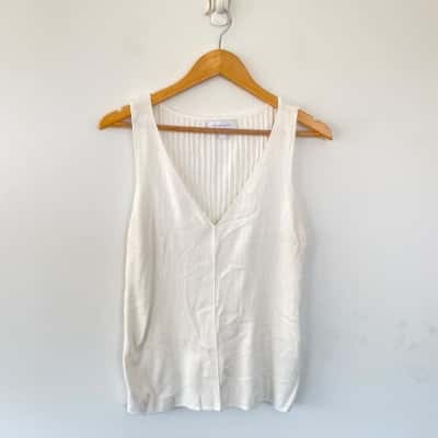Witchery White Sleeveless Knit Top  Size L