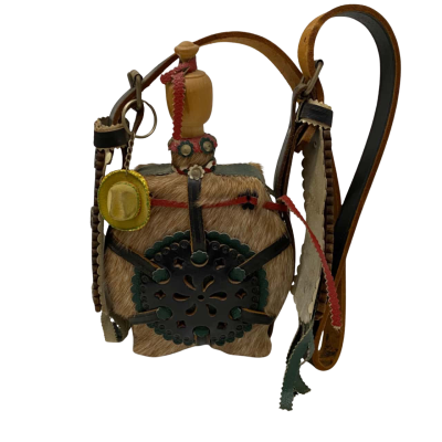 Vintage Hungarian Light Brown Horse Hair Canteen