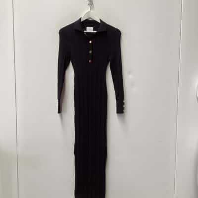 Sheike Womens  Size M Black  / Gold long dress with side splits 
