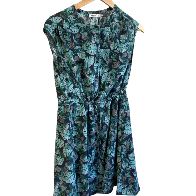 “Marcs” Womens  SILK Dress- Size 12 Floral green, navy tones