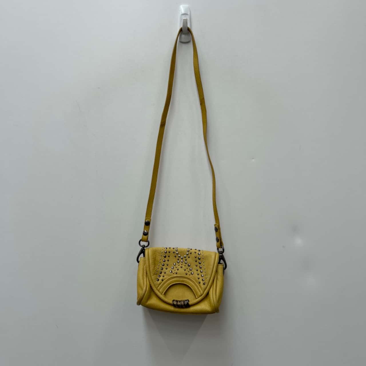 Mimco Yellow Leather Crossbody Bag