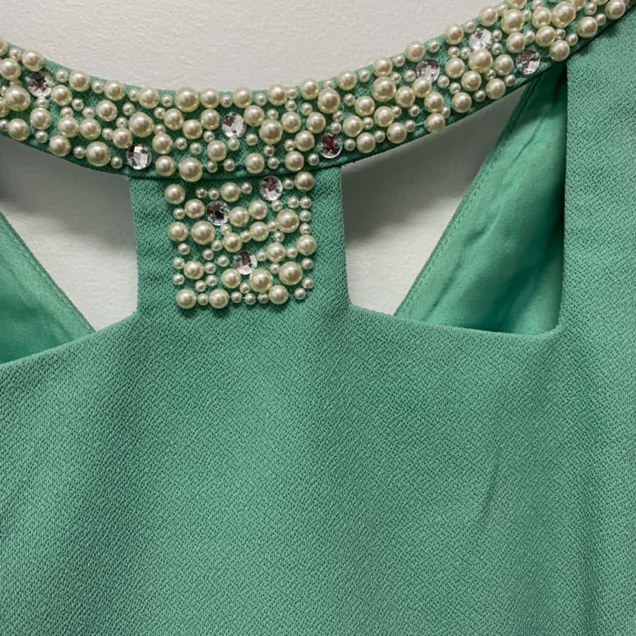 Review Womens Size 10 Cocktail Dress Green / Pearl