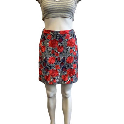 Kookai Women's Size EUR 36 Mini Skirt Blue and Red Floral 