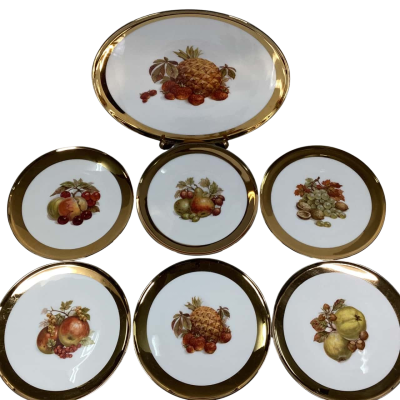 Vintage Bavaria Germany Crown Fruit Harvest Dessert set