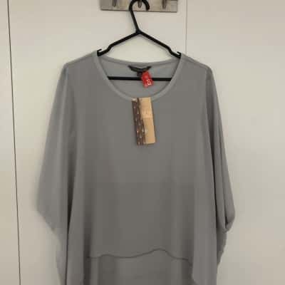 Liz Jordan Womens  Size 12 Grey chiffon overlay top