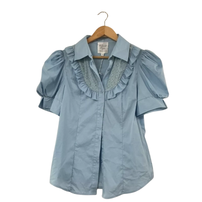 WISTERIA LANE Beautiful Baby Blue Cotton Blouse Size 6 BNWT