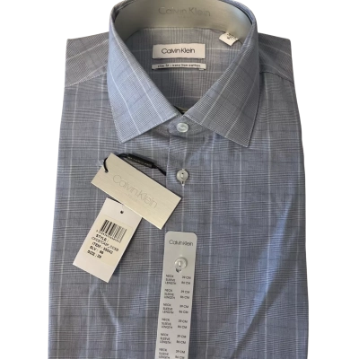 NEW “Calvin Klein”- Mens  Size 39 -Long Sleeve Shirt Checked 
