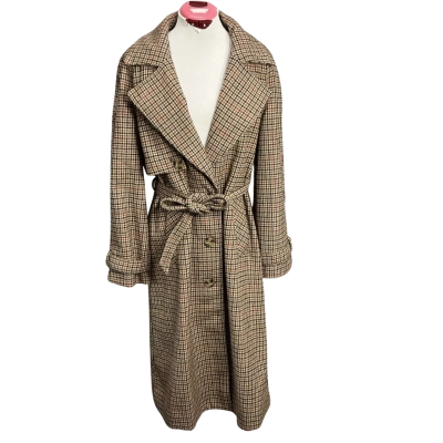 Foxwood Womens  Size S Trench Coat Brown / Checked / Pattern 