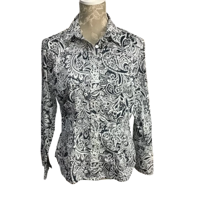 Perri Cutten Womens  Size 12, 97% Cotton Paisley Print Shirt