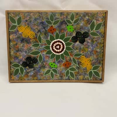 Original Indigenous Aboriginal Art Work Dot Painting by Natalie Corby Nungarrayi, ‘Black Berries Dreaming Bush Bananas’