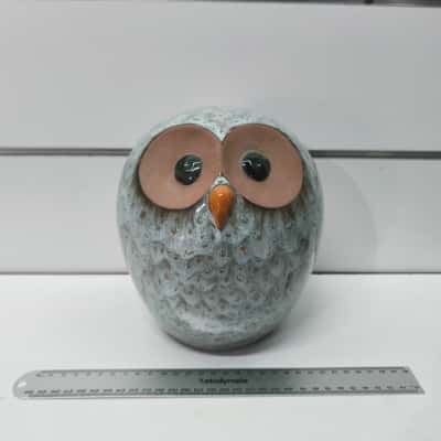 Owl Handmade Signed Clay Pottery Art Whimsical 