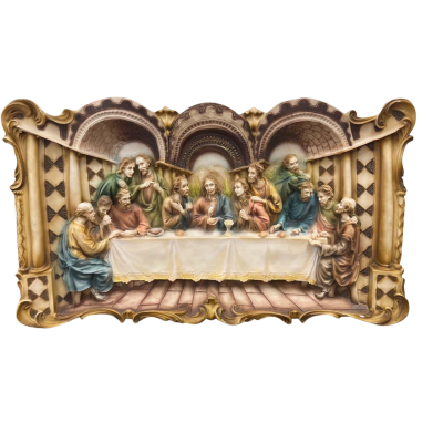 D Last Supper Jesus Christ Wall Plate Plaque - Hand Painted