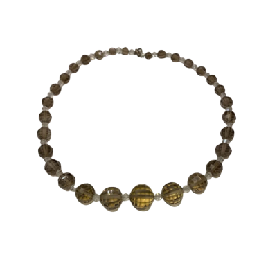  Womens Necklace Smoky Brown / Clear crystals