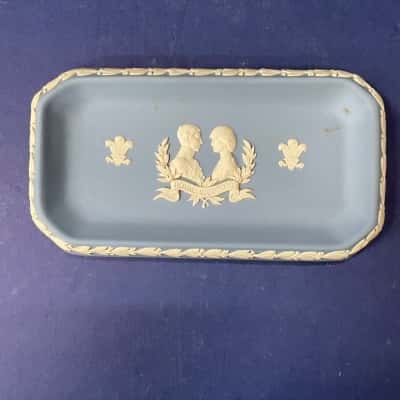 Wedgwood Blue Jasperware Oblong Tray / Charles & Diana Wedding