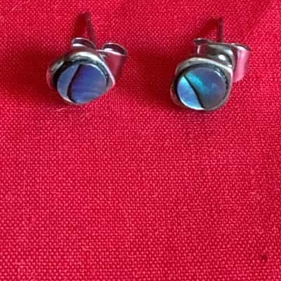  Women's 925 Silver Paua Shell Stud Earrings 